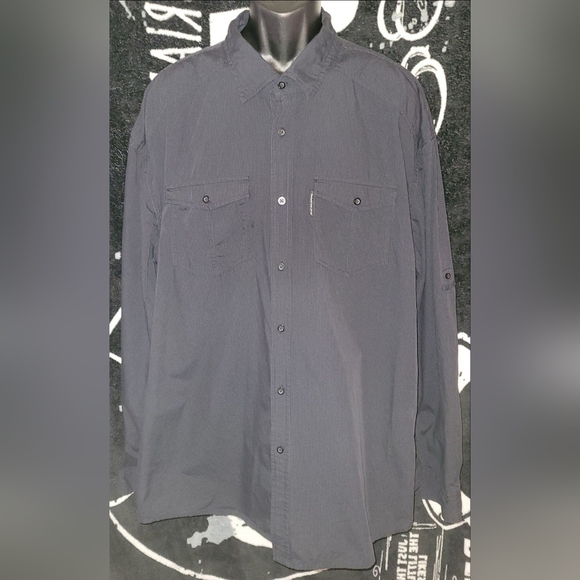 Ecko Unltd.-Black Pinstripe Button Up-Size 3XL - Picture 2 of 5